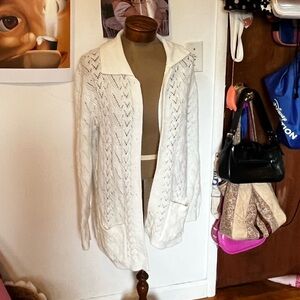 Women's White Cable Knit Sweater